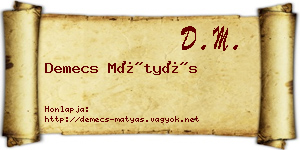 Demecs Mátyás névjegykártya